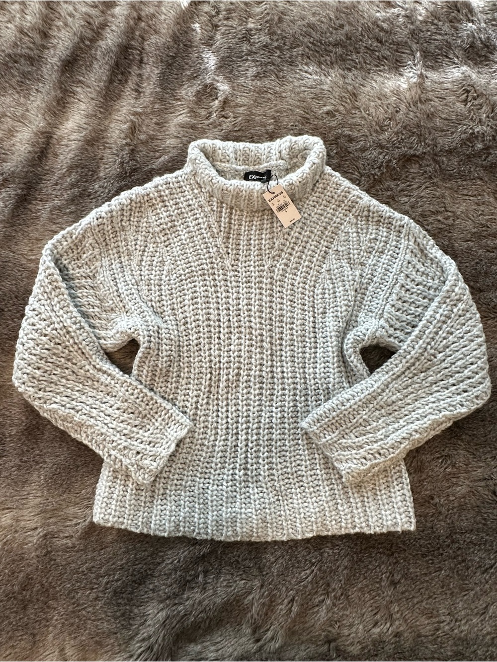 Express | Cozy Grey Metallic Pullover | S
